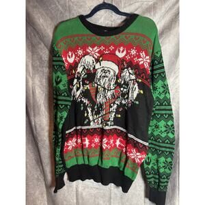 Disney Star Wars Wookie Ugly Christmas Sweater Chewbacca All Over Print EUC